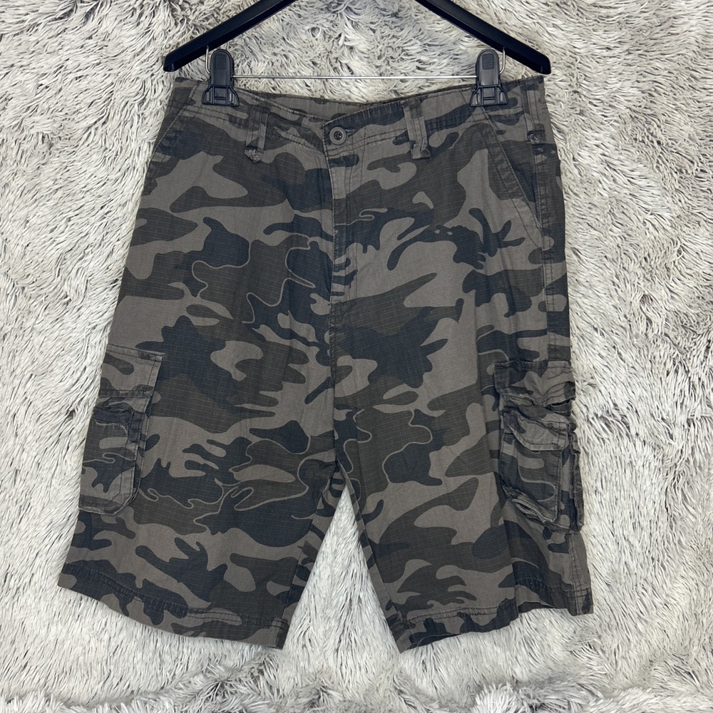 Camouflage Cargo Pocket Workwear Relaxed Utility Gray‎ Bermuda Shorts Size 32